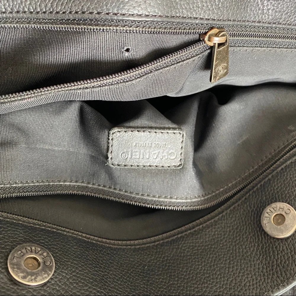 chanel black CC executive tote